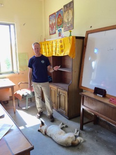 Jamie teaching on buddhist monastery
