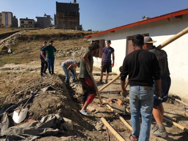 Volunteers at VIN volunteering for construction involved in septic tank construction