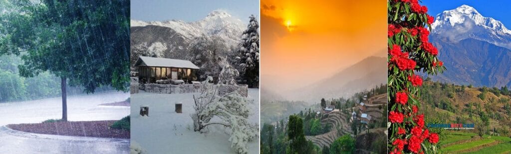 Climate in Nepal: seasons collage