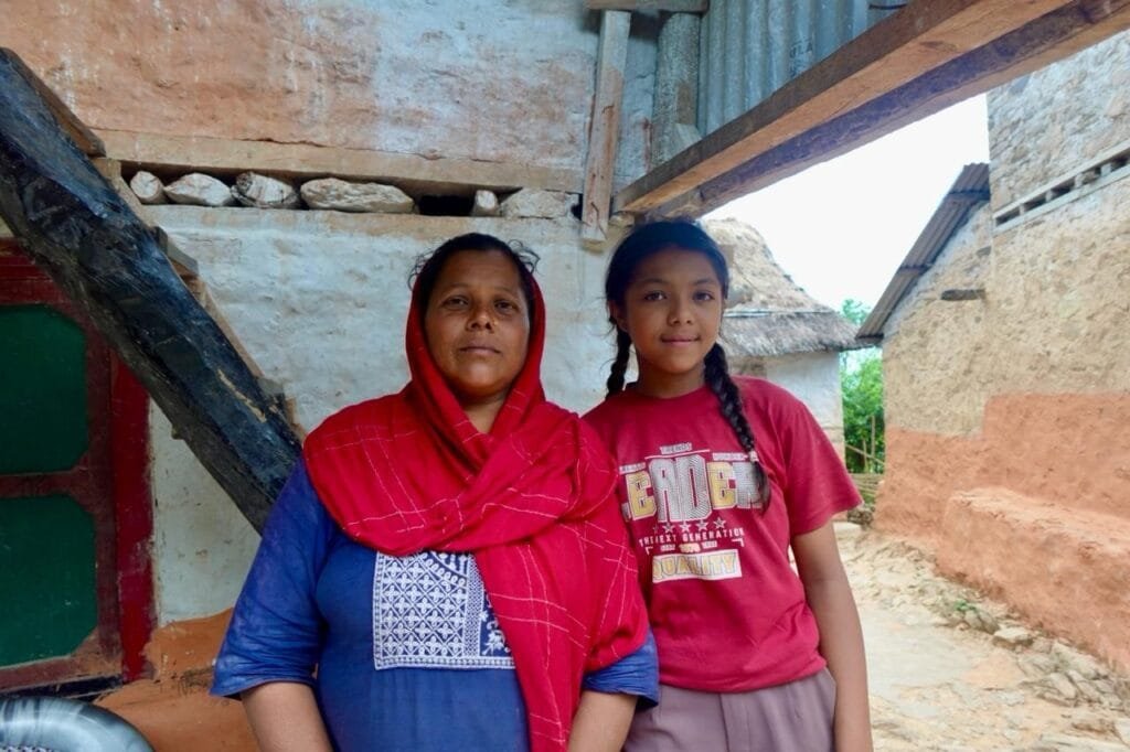 Karuna Bishowkarma with mother