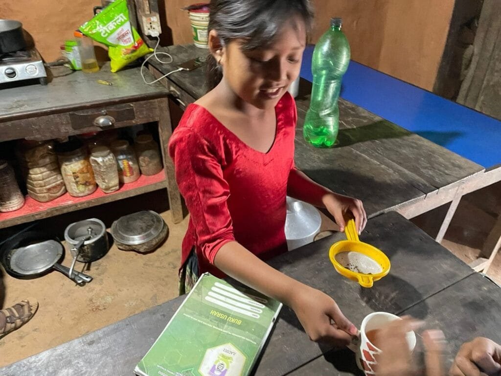 Katrina Shrestha working at home