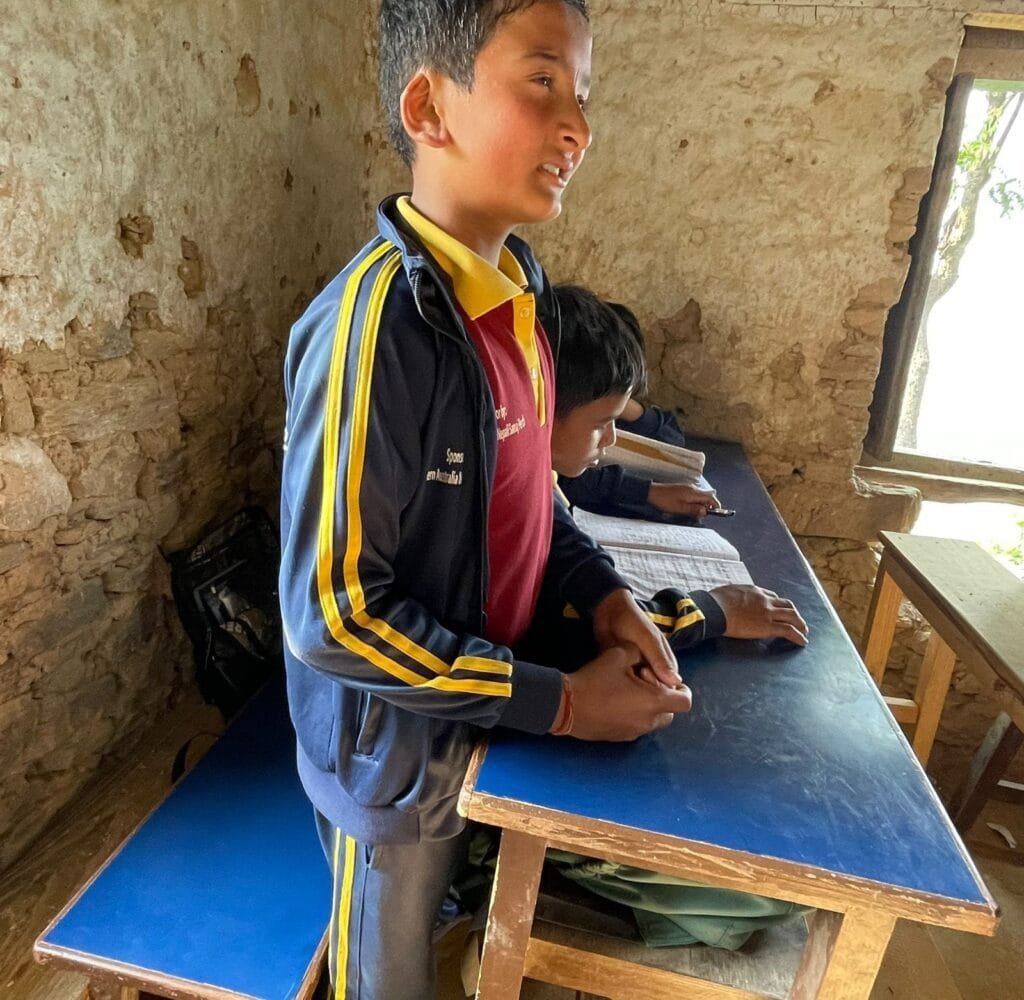 Mohan Karki in classroom